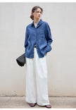 FJØRNA women's linen blend shirt featuring a relaxed fit, lightweight fabric, and casual style, ideal for warm weather.
