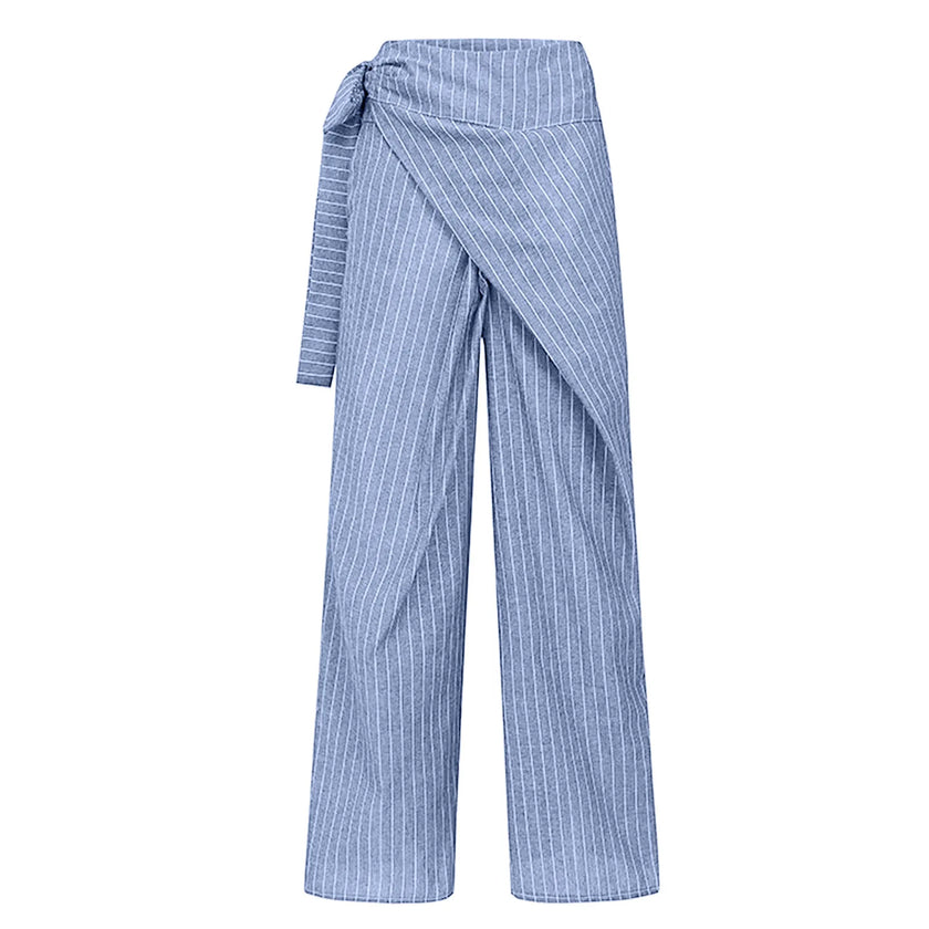 FJØRNA women's high waist cotton wide leg trousers, stylish and comfortable pants with a relaxed fit and wide-leg design.