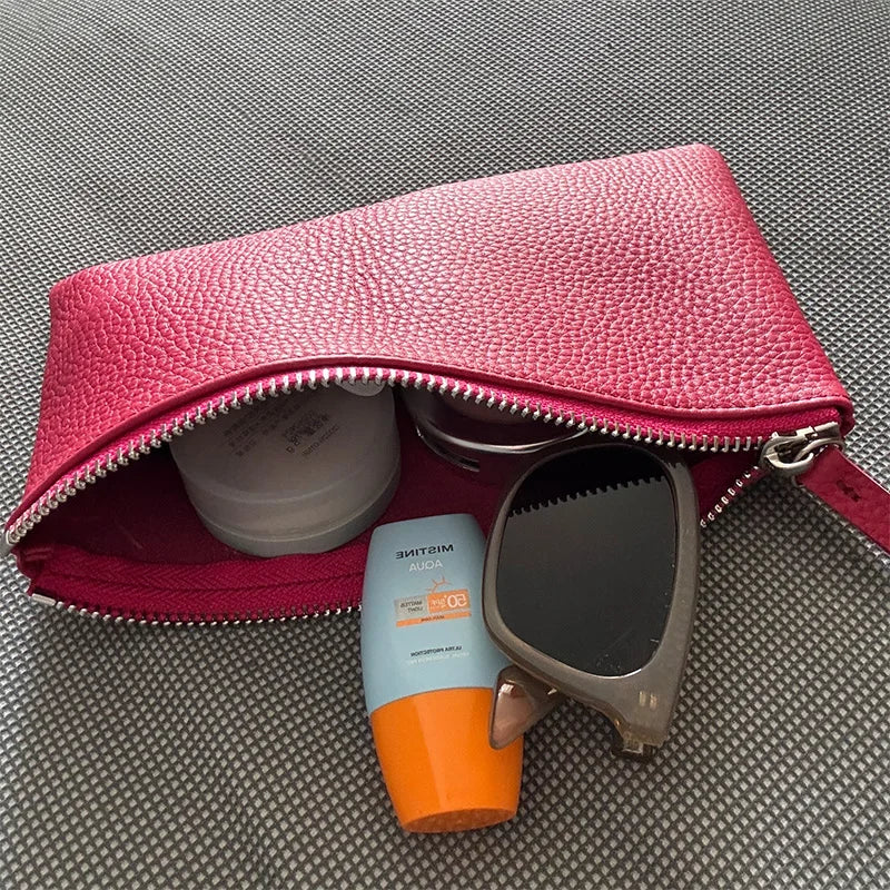 Hazel | Handmade Top-Grain Cow Leather Pouch – 5.11” Zipper Case