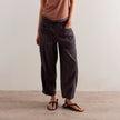 FJØRNA women's cotton pull-on jeans pants, casual denim style with a comfortable fit, shown on a model.