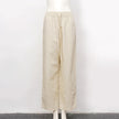 FJØRNA women's cotton linen wide-leg trousers with drawstring, pull-on style, comfortable and stylish for casual wear
