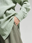 Lacceti Valencia 100% Cotton Summer Shirt displayed on a hanger, lightweight and breathable fabric perfect for warm weather.