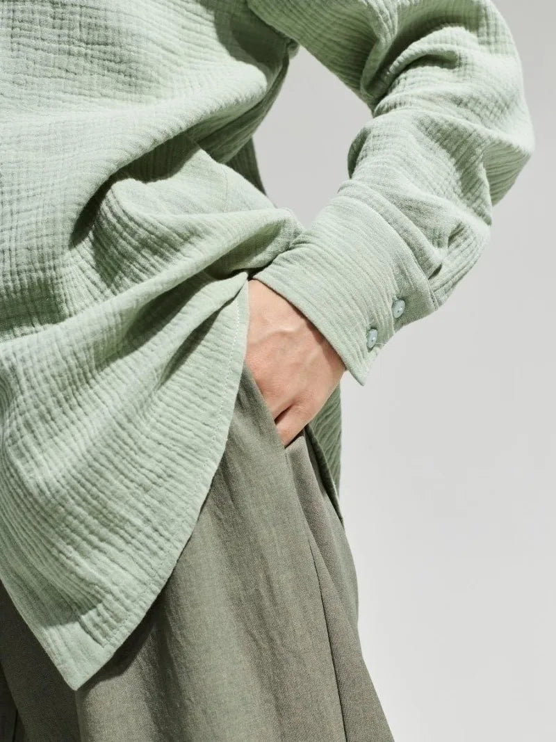 Lacceti Valencia 100% Cotton Summer Shirt displayed on a hanger, lightweight and breathable fabric perfect for warm weather.
