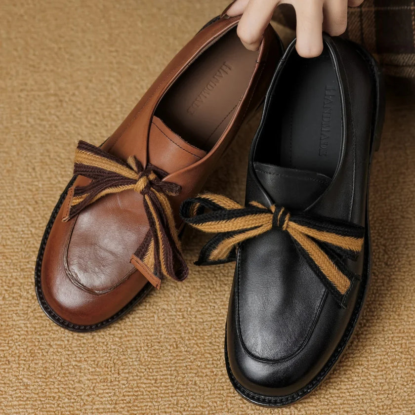 Handcrafted women’s leather loafers by FJØRNA featuring cushioned insoles and stylish design.