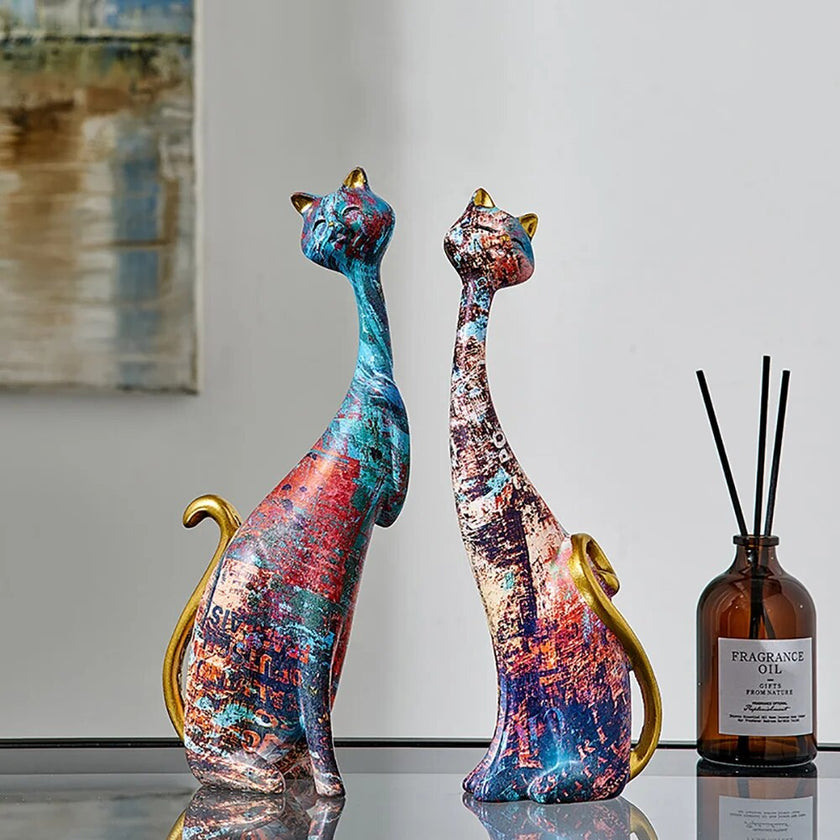 ArtCat | Vibrant Resin Sculpture Duo