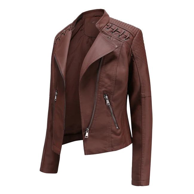 Mia – Leather Jacket + Women’s - Stylish Slim Fit | Biker Coat 1