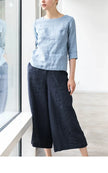 Linen Wide Leg Trousers Women Drawstring Pull-On