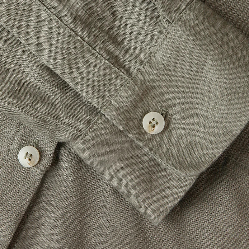 Linen Shirt Women Pleated Long Sleeve