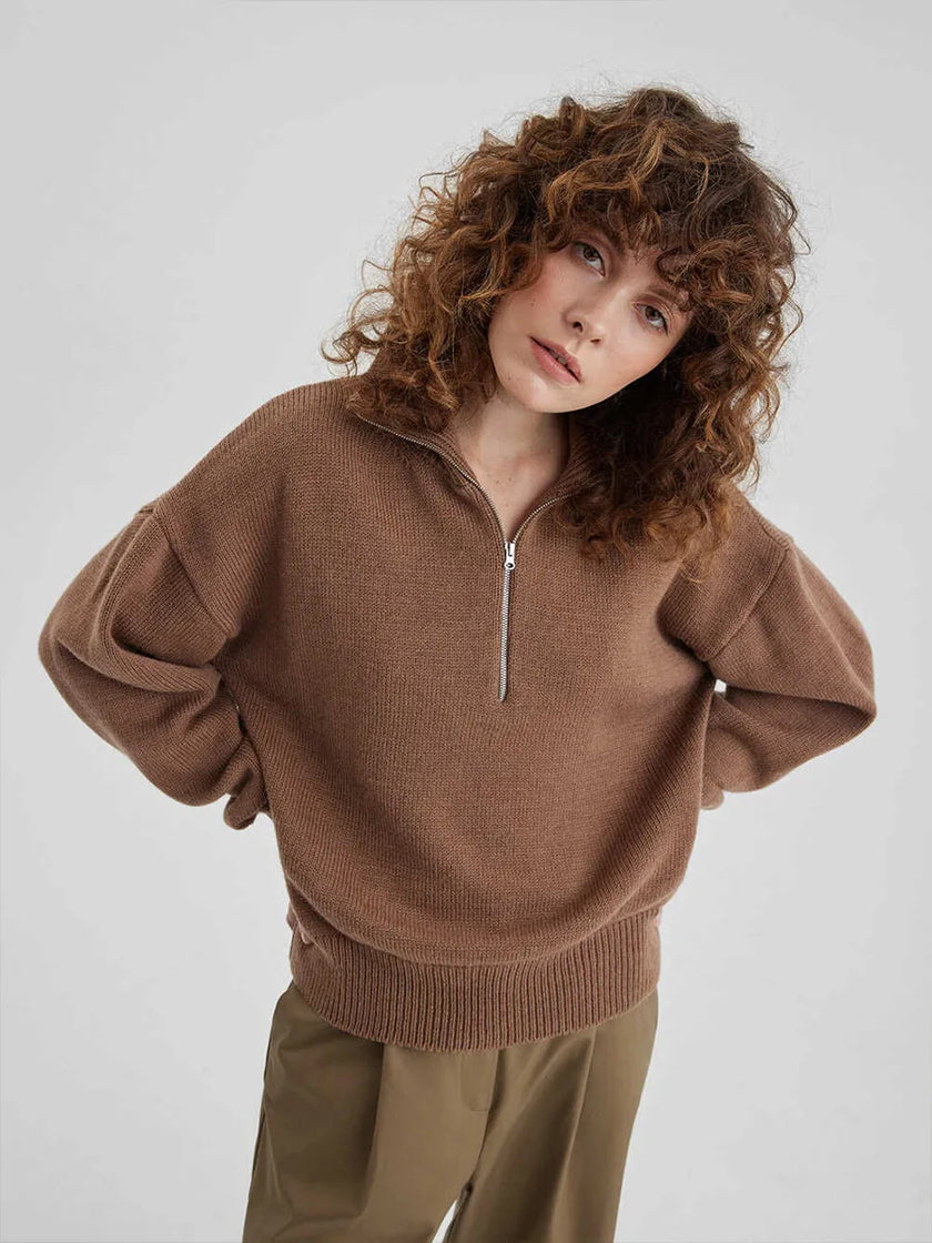 Cozy Knit Sweater with Half Zip