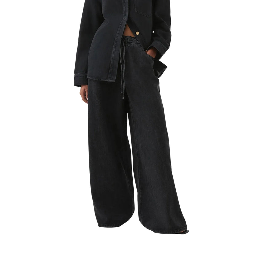 Denim Jeans Women Wide Leg Drawstring
