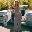 FJØRNA women's knit wide leg trousers from co-ord set, soft fabric, relaxed fit, and stylish for casual wear.