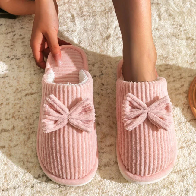 Cozy Slippers with Bow Detail 2