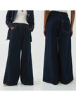 Denim Jeans Women Wide Leg Drawstring