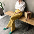 FJØRNA women's linen shirt with open collar, lightweight and breathable tops for women, displayed in this image.