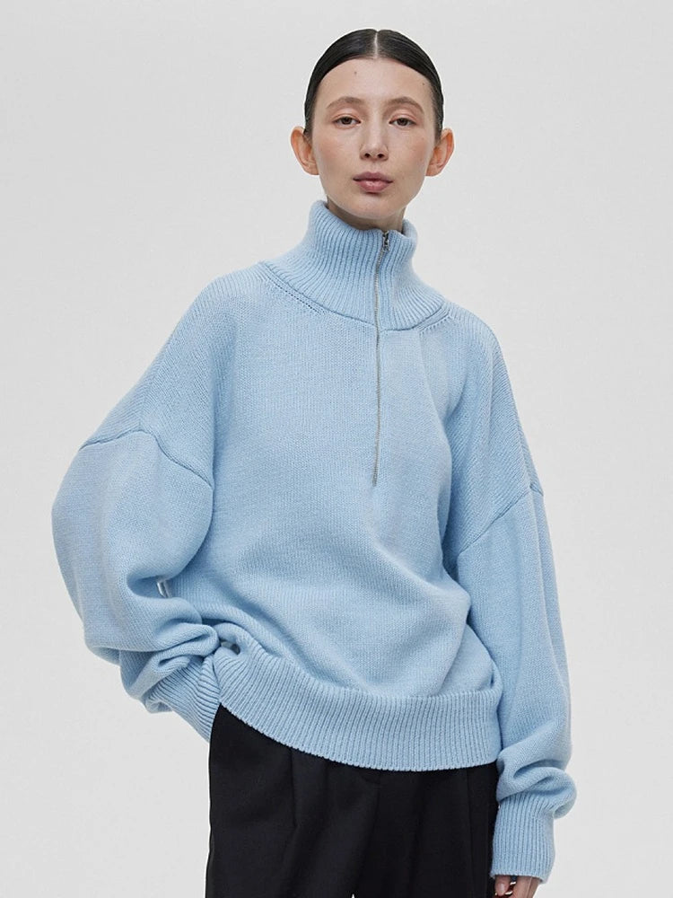 Cozy Knit Sweater with Half Zip