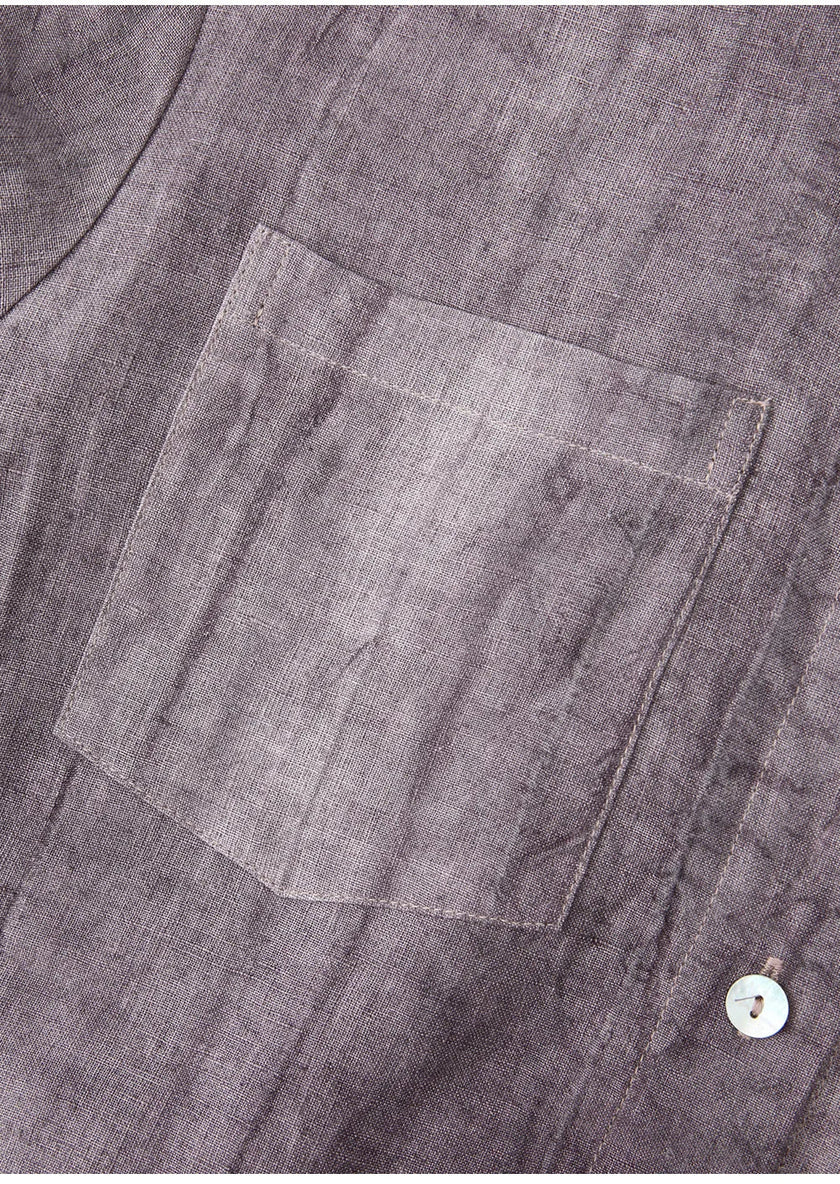 FJØRNA women's linen pleated shirt, lightweight and breathable tops for women, shown in a natural linen fabric with pleated details.