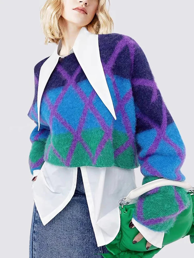 Mia – Crew Neck Women’s Cozy Colorblock Sweater | Pullover 3