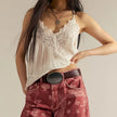 FJØRNA women's lace cami top with trim, featuring delicate lace fabric and stylish design, perfect for layering or casual wear.