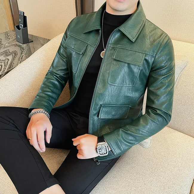 Alex – Men's Leather Jacket - Stylish Vintage | Slim Fit Coat 1