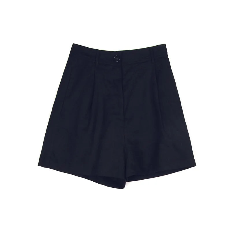 FJØRNA women's high waist linen shorts, lightweight pants with a relaxed fit and natural fabric texture, perfect for warm weather.