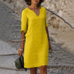 Jasmine - Chic V-Neck Polyester Summer Dress