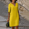 Jasmine - Chic V-Neck Polyester Summer Dress