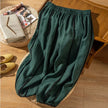 FJØRNA women's linen wide-leg trousers with elastic waist, lightweight and relaxed-fit pants for casual wear.
