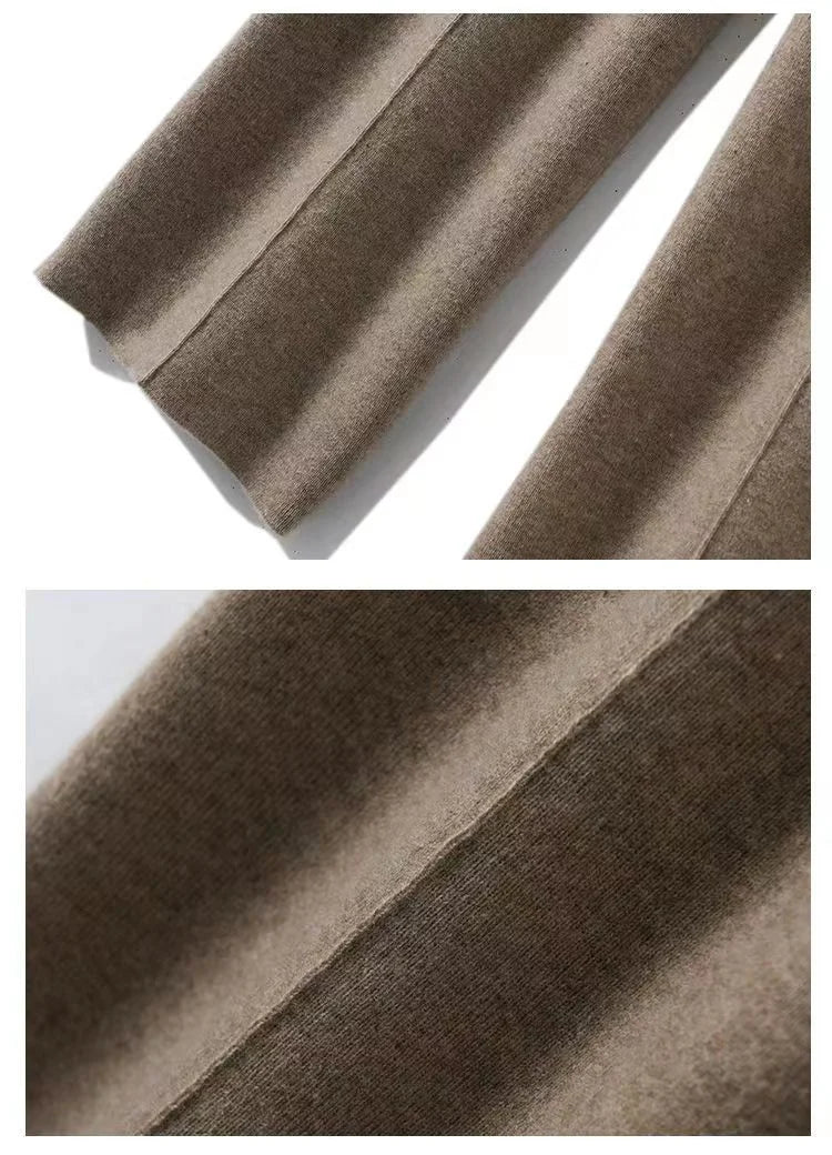 FJØRNA women’s wide-leg merino wool trousers with high waist and relaxed fit, displayed on a neutral background.