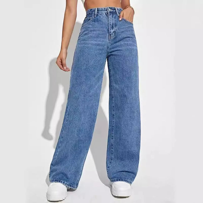 Blue Wide Leg Jeans Classic Fit