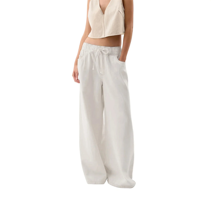 Denim Jeans Women Wide Leg Drawstring