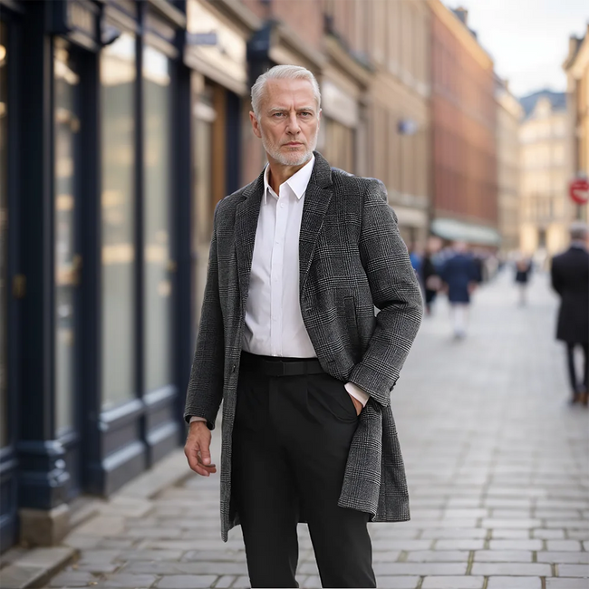 Marcus – Men’s Long Checkered Jacket | Cozy Winter Style 3
