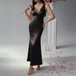 FJØRNA elegant sleeveless V-neck empire waist midi dress, stylish and flowy, perfect for formal occasions and summer events.
