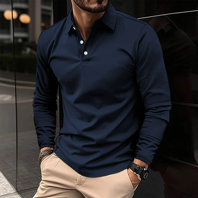 Stylish Long Sleeve Polo Shirt