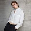 Linen Shirt Women Pleated Long Sleeve