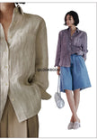 FJØRNA women's linen pleated shirt, lightweight sleeveless top with a relaxed fit and subtle pleats, ideal for casual wear.