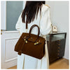 Kelly | Suede Shoulder Bag with Gold Hardware