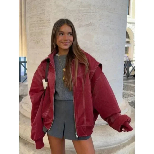 Ava – Leather Bomber Jacket Women - Stylish & Cozy | Outerwear 2