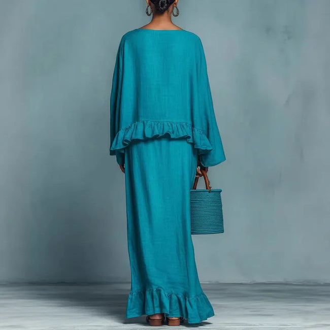 FJØRNA Hannah Bohemian two-piece dress set featuring a casual wedding dress with flowing fabric and boho-inspired design.
