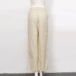 FJØRNA women's cotton linen wide-leg trousers with drawstring pull-on design, relaxed fit and casual style.