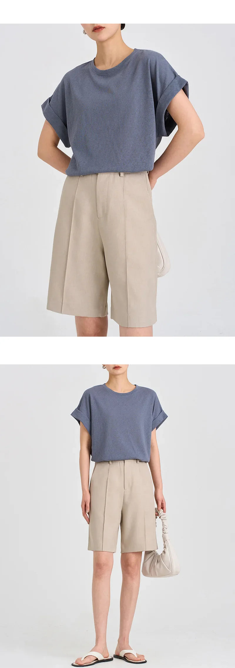 FJØRNA oversized tee with rolled cuffs, relaxed fit, soft fabric, and casual style suitable for everyday wear