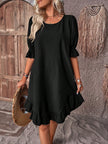 FJØRNA summer dress, casual wedding dress with tummy covering design, lightweight fabric, sleeveless style, ideal for warm occasions.