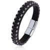 Dirk - Chic Black Braided Leather Wristband