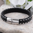 Dirk - Chic Black Braided Leather Wristband