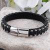 Dirk - Chic Black Braided Leather Wristband