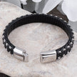 Dirk - Chic Black Braided Leather Wristband