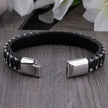 Dirk - Chic Black Braided Leather Wristband