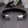 Dirk - Chic Black Braided Leather Wristband