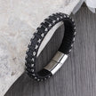 Dirk - Chic Black Braided Leather Wristband