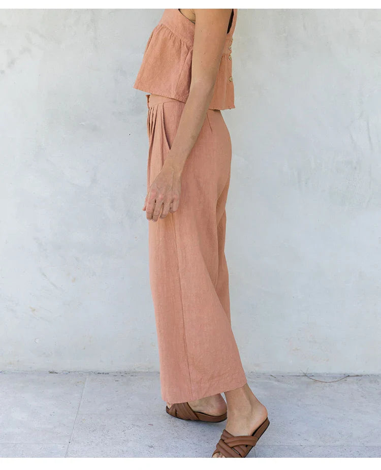 Linen Culotte Trousers Women