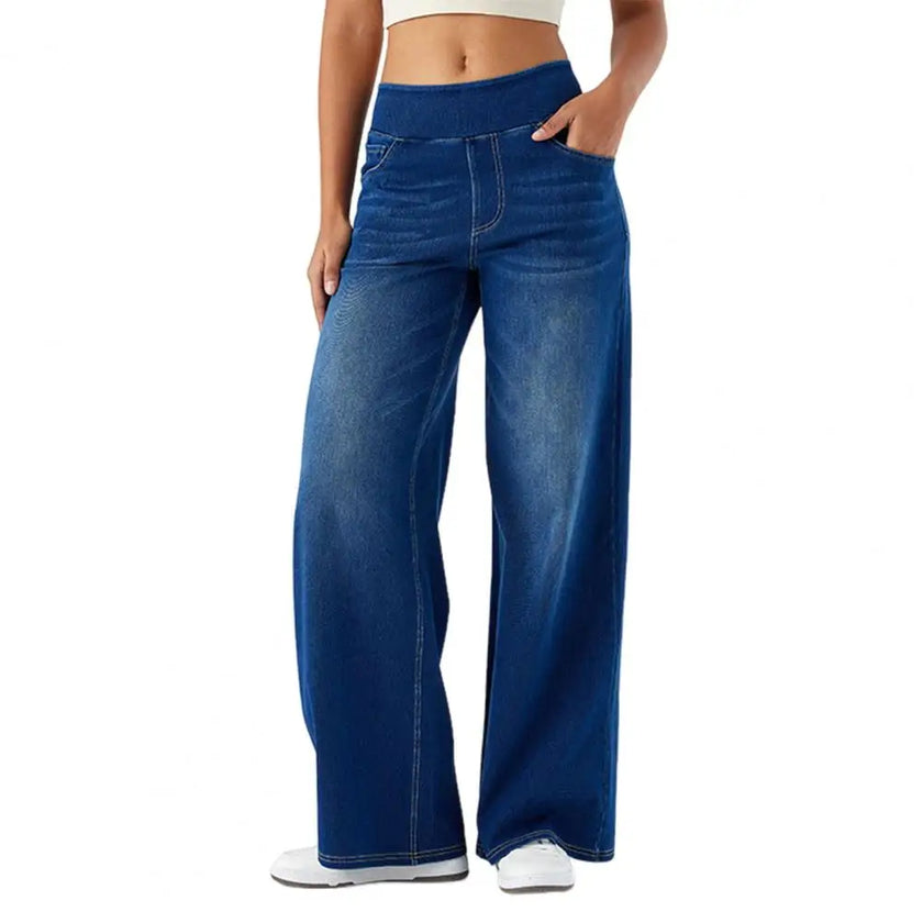 Lace Jeans Women Wide Leg High Waist
